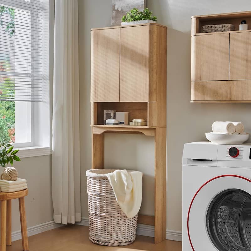 Modern Over The Toilet Storage Cabinet, Handle-Less Bathroom Cabinet - N/A