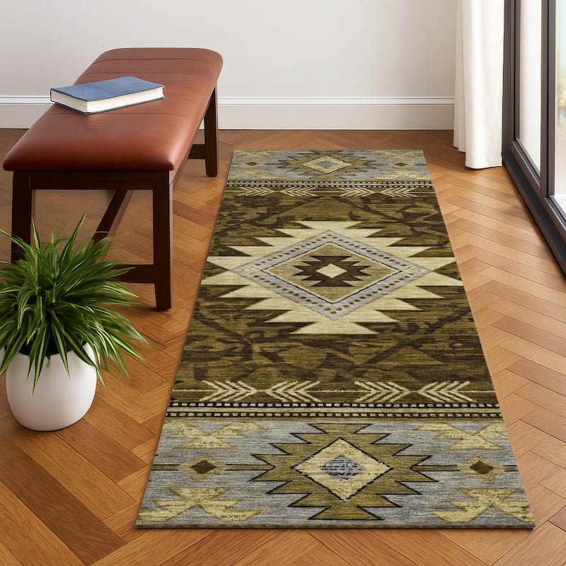 Premium Washable Super Soft Global Inspirations Mayfield Rug - Brown - 2'3" x 7'6"