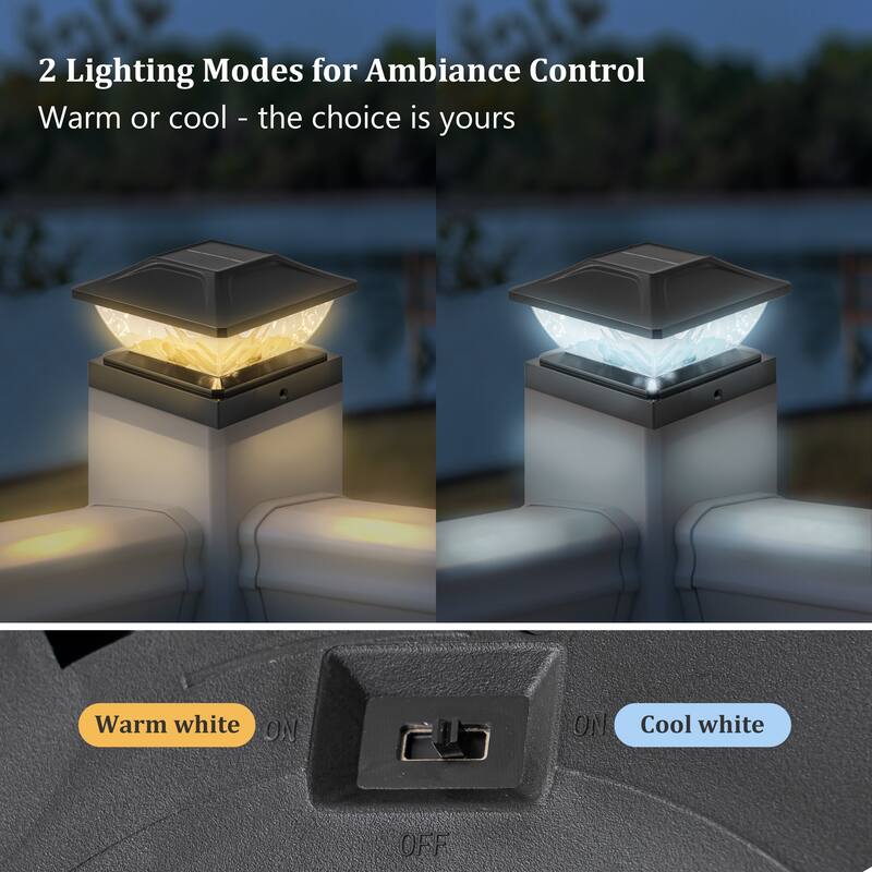 C Cattleya Black Solar LED Outdoor Post Cap Lights with Hammered Lens