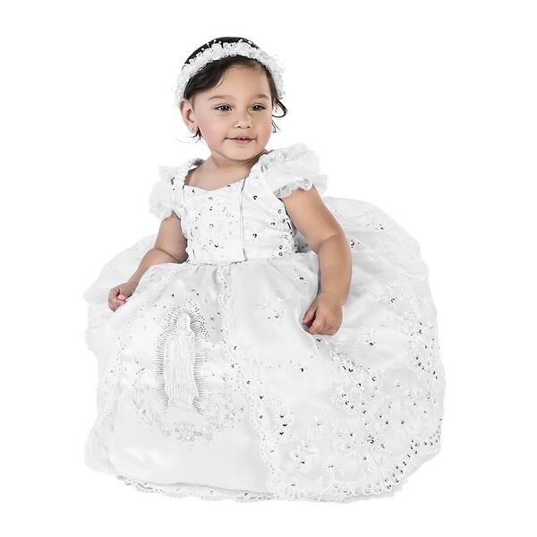 Shop Alegria Kids Baby Girls White Off Shoulder Sleeved Baptism
