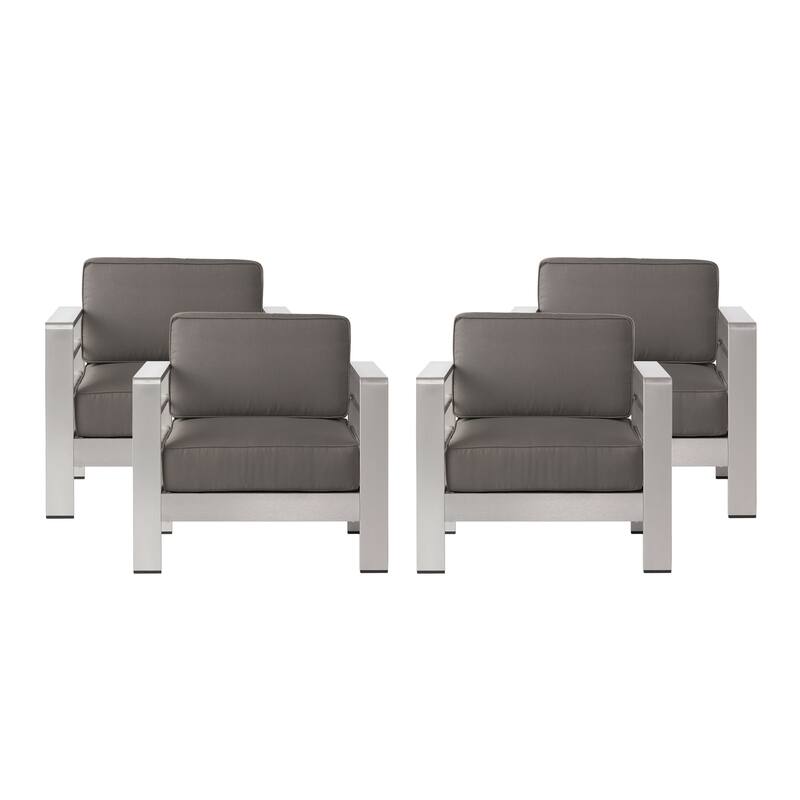Cape Aluminum Club Chairs with Optional Sunbrella Cushions (Set of 4) by Christopher Knight Home