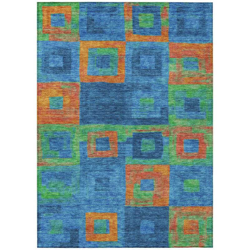 HomeRoots Geometric Transitional Rectangle Outdoor Rug