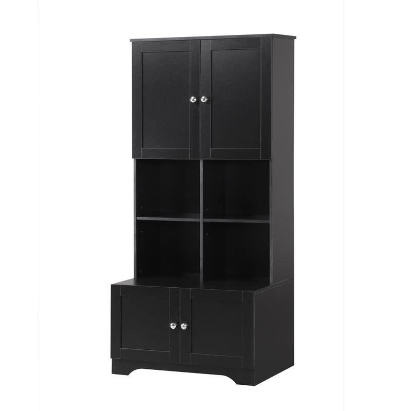 GDFStudio - Carter Tall and Wide Freestanding Storage Cabinet with 4 Doors and Adjustable Shelves, MDF