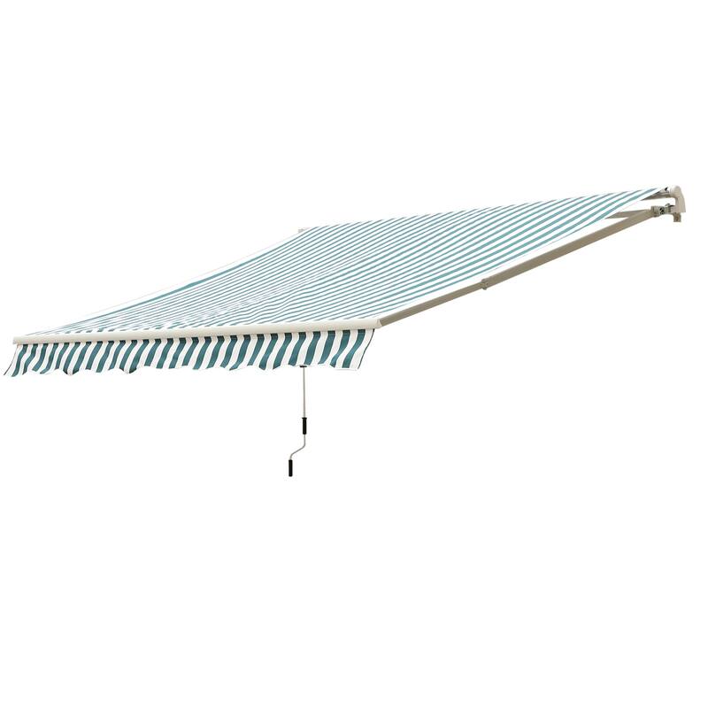 Outsunny 12' x 10' Retractable Awning Patio Awnings Sun Shade Shelter with Manual Crank Handle, 280g/m² UV