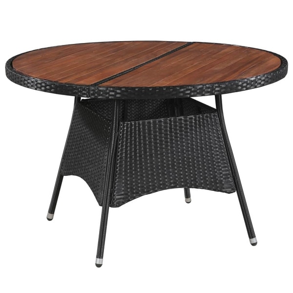 vidaXL Outdoor Dining Table Poly Rattan and Solid Acacia 45.3"x29.1"