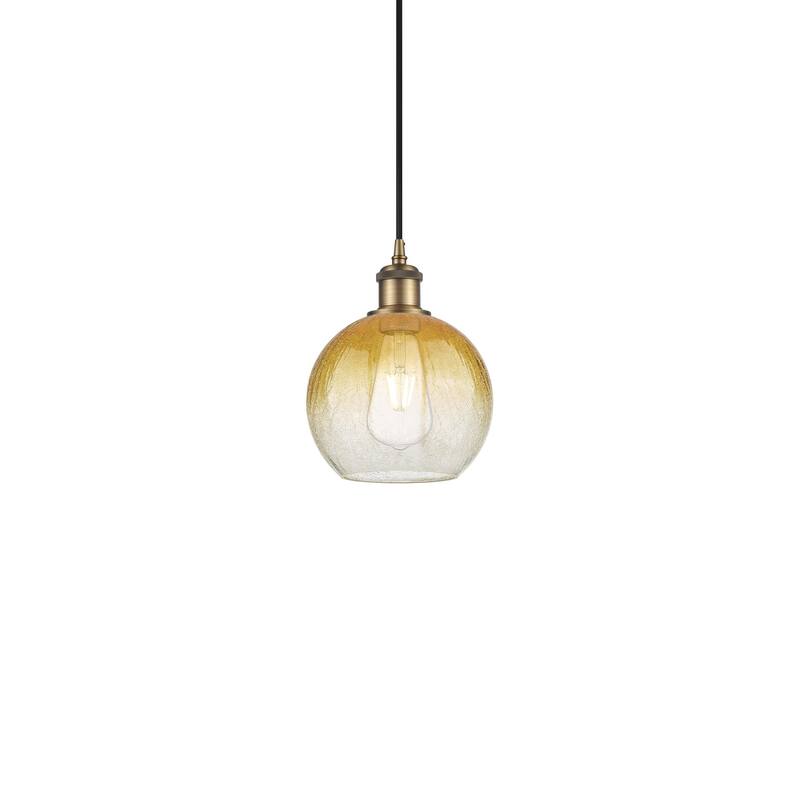 Innovations Lighting 516-1P-11-8 Brookhaven Globe Pendant Brookhaven - Brushed Brass / Amber