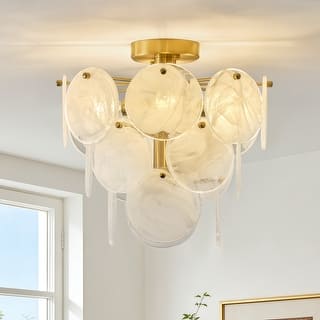 Starsky 4-Light Tiered Handcrafted Textured Glass Flush Mount