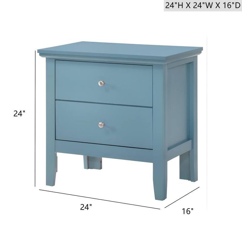 Vivid Teal Nightstand with Two Drawers