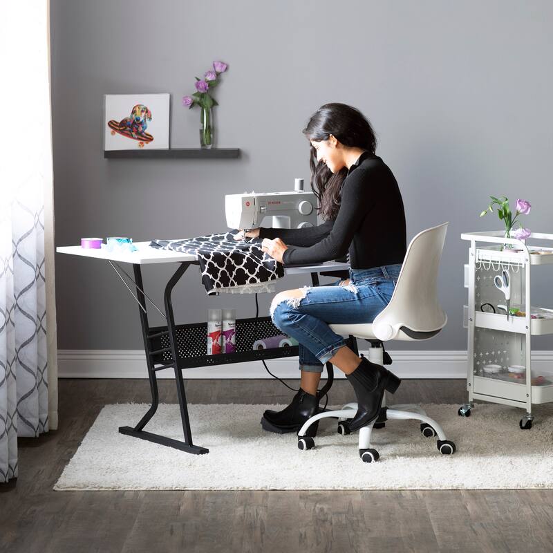Sew Ready Eclipse Sewing Crafting Office Table with Folding Top and Adjustable Platform