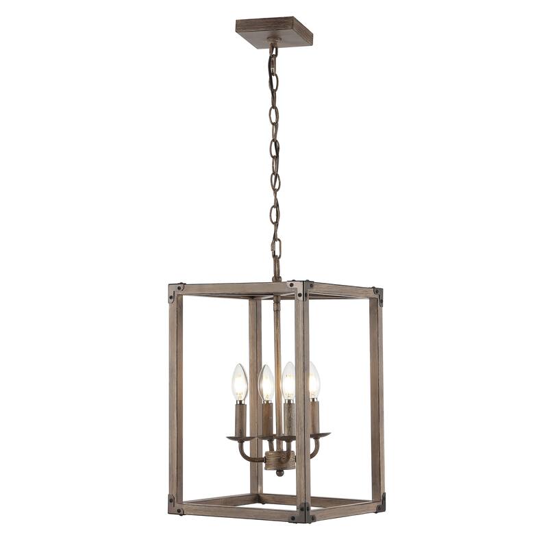 Gabrielle 4-Light Adjustable Iron Rustic Farmhouse LED Pendant, by JONATHAN Y