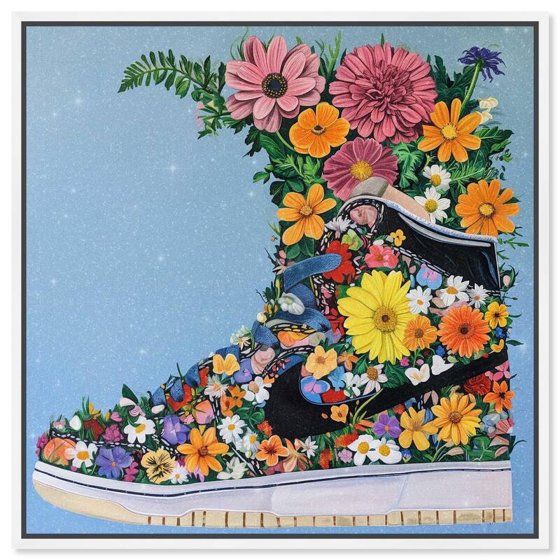 Blooming Floral Sneaker Canvas by Art Remedy - White - 24" x 24"