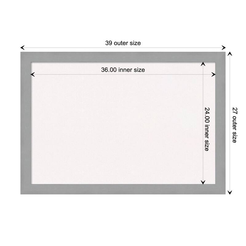 Brushed Framed White Corkboard Bulletin Board - Brushed Nickel - Board Size 36x24