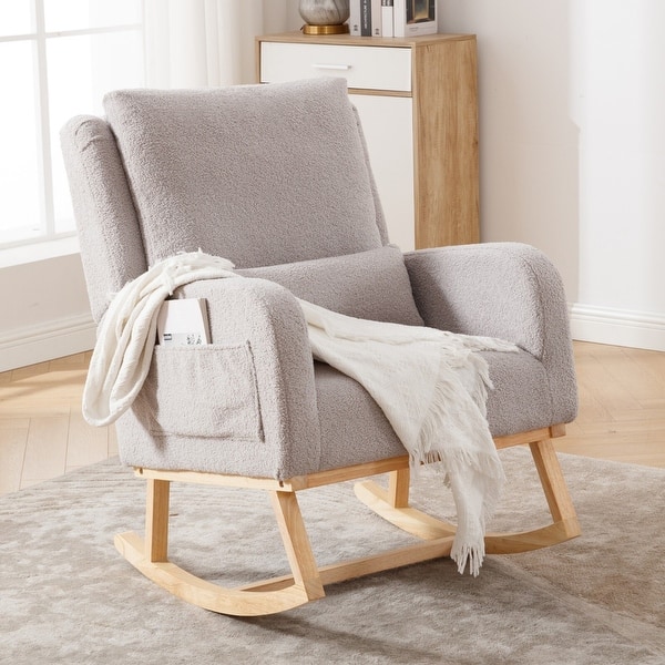 slide 2 of 8, HOMYKA 27.5" Wide Rocking Chair for Nursery Light Gray TD