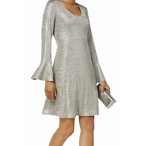 silver bell sleeve dress