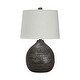 preview thumbnail 1 of 3, Pot Bellied Base Metal Table Lamp with Dotted Pattern, Black - 25 H x 15 W x 15 L Inches
