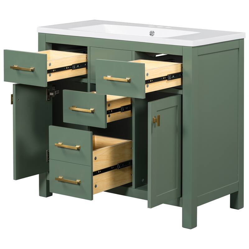 36" Bathroon Storage Cabinet Vanity - Green - with Sink