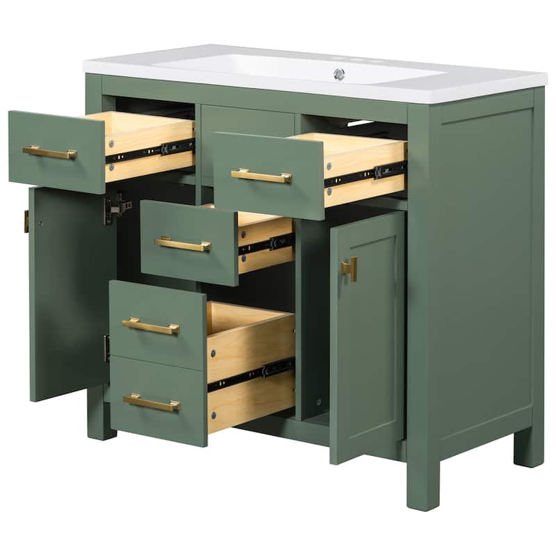 Storage Cabinet for Bathroom Vanity Set with 4 Drawers and 2 Cabinets