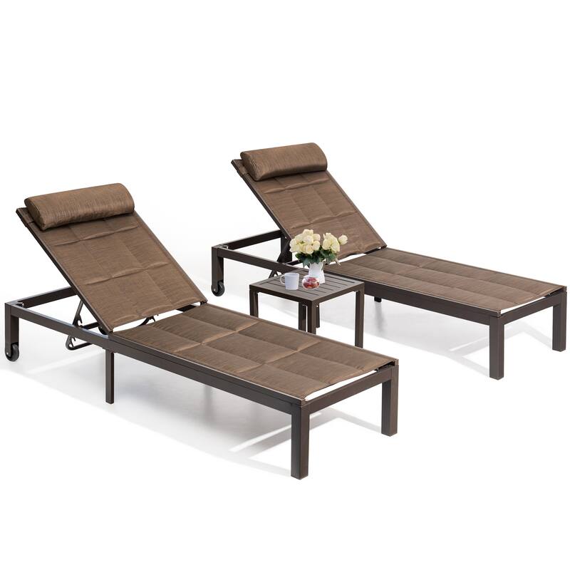 Crestlive Products Outdoor Patio Adjustable Chaise Lounge Chairs Set