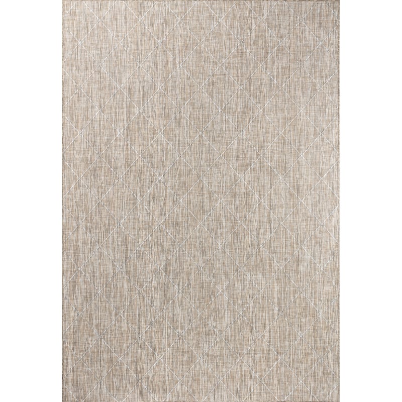Larissa Collection Geometric Beige/Cream Indoor/Outdoor Area Rug - 5'2'' X 7'5''