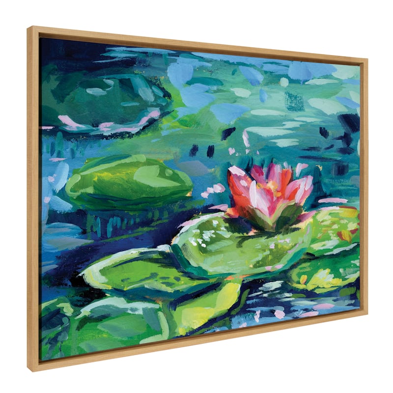 Kate and Laurel Sylvie Lily Pad Framed Canvas by Rachel Christopoulos