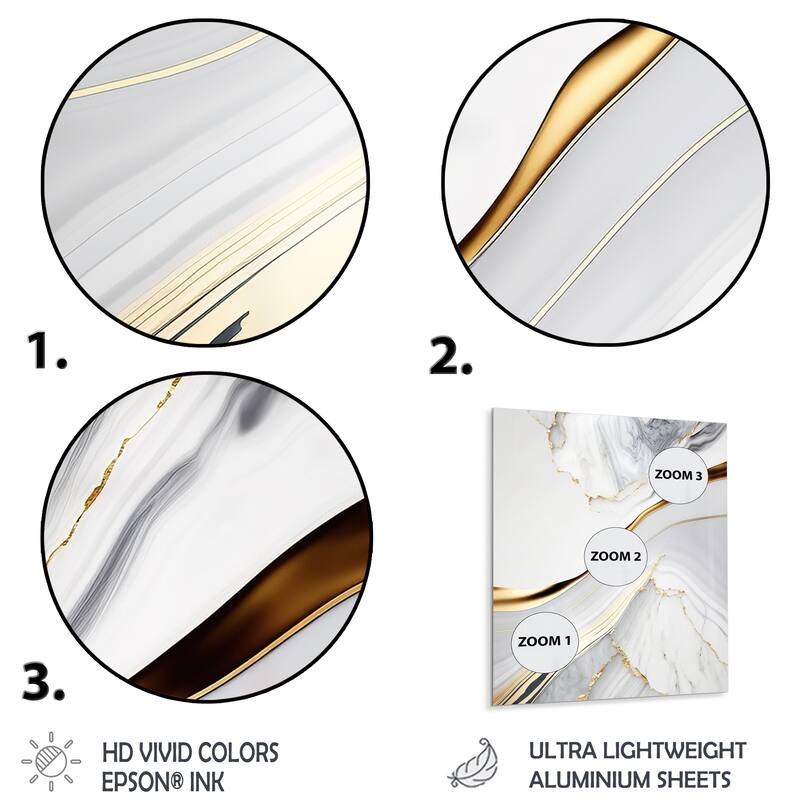 Designart 'Abstract Geode Waves Grey IV' Modern Waves Metal Wall Art