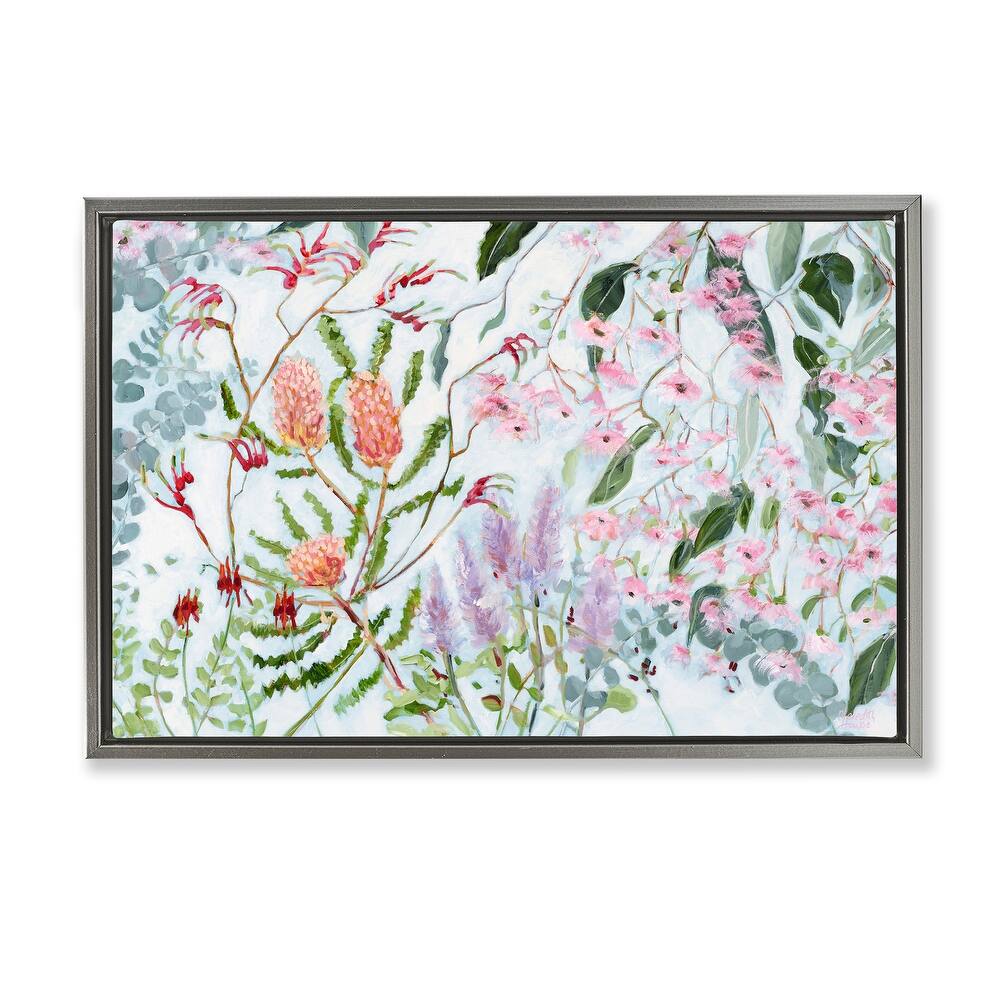 Stupell Elegant Garden Flowers Framed Floater Canvas Wall Art Design By Meredith Howse