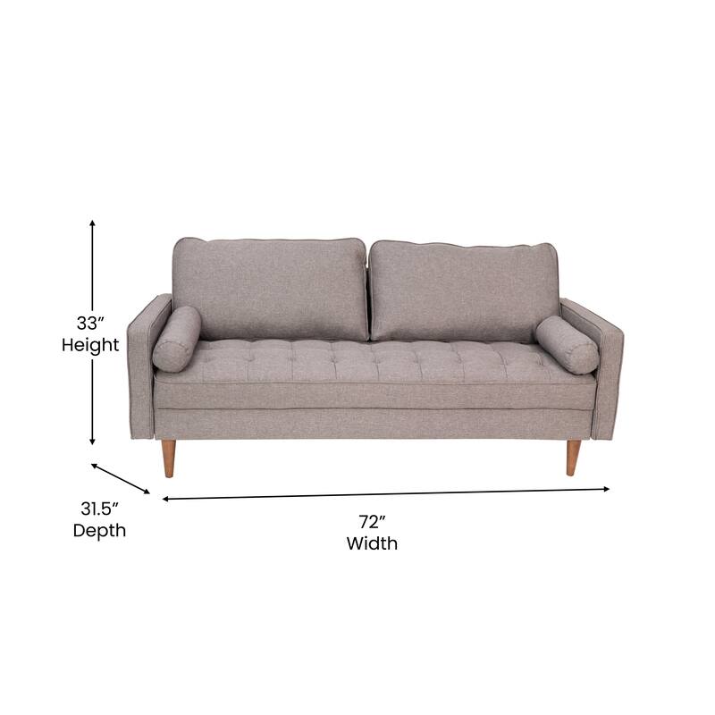 Compact Upholstered Tufted Sofa with Wooden Legs