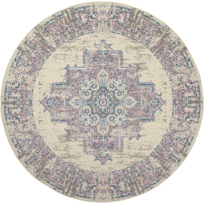 Rufu Power Loomed Geometric Area Rug By HomeRoots - 8' Round