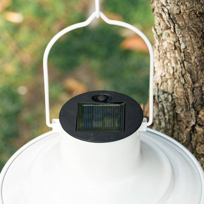 Glitzhome Set of 2 Metal Wire Solar Powered Outdoor Hanging Lantern