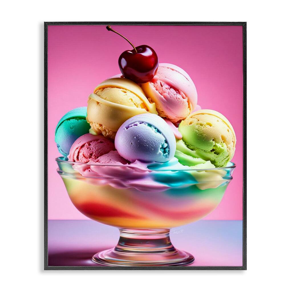 Stupell Rainbow Hued Sundae Dessert Framed Giclee Art Design By Tabz Jones