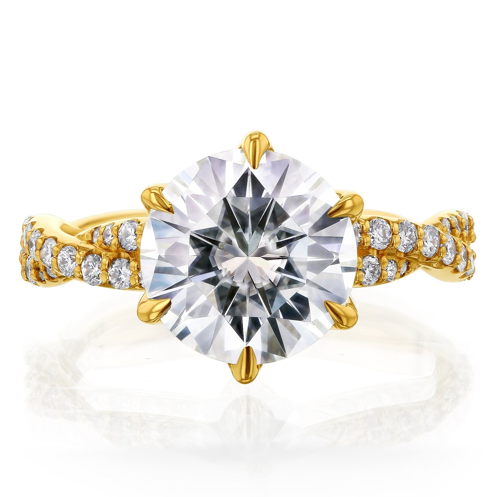 Kobelli Certified Round Cut Lab Grown Diamond Twist Engagement Ring in 14K Gold (3 1/2 ct. tw.)