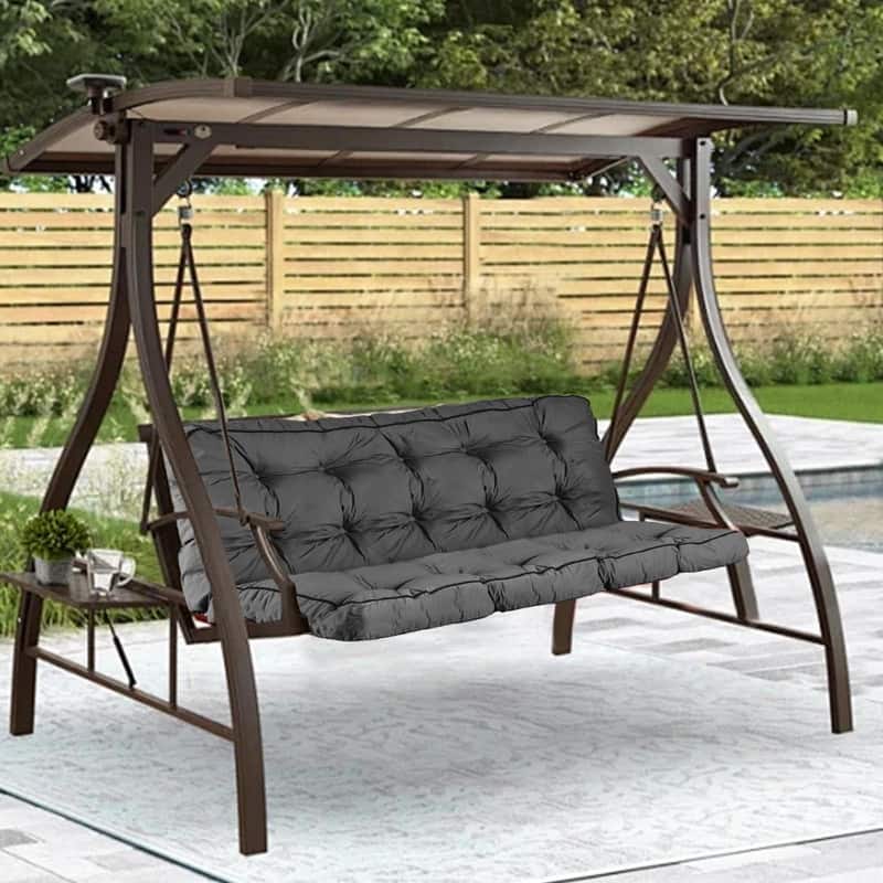 Porch Swing Replacement Cushion, 55in Outdoor Bench Cushions with Backrest , 3 Seat Patio Furniture Garden Loveseat Glider Pad