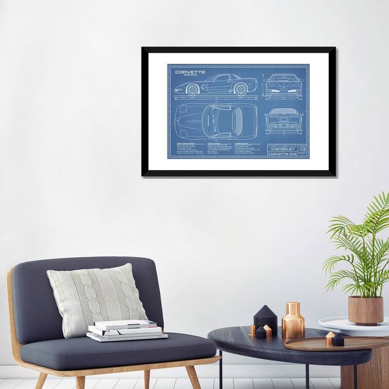 iCanvas "Corvette (C5) Z06 Blueprint" by Action Blueprints