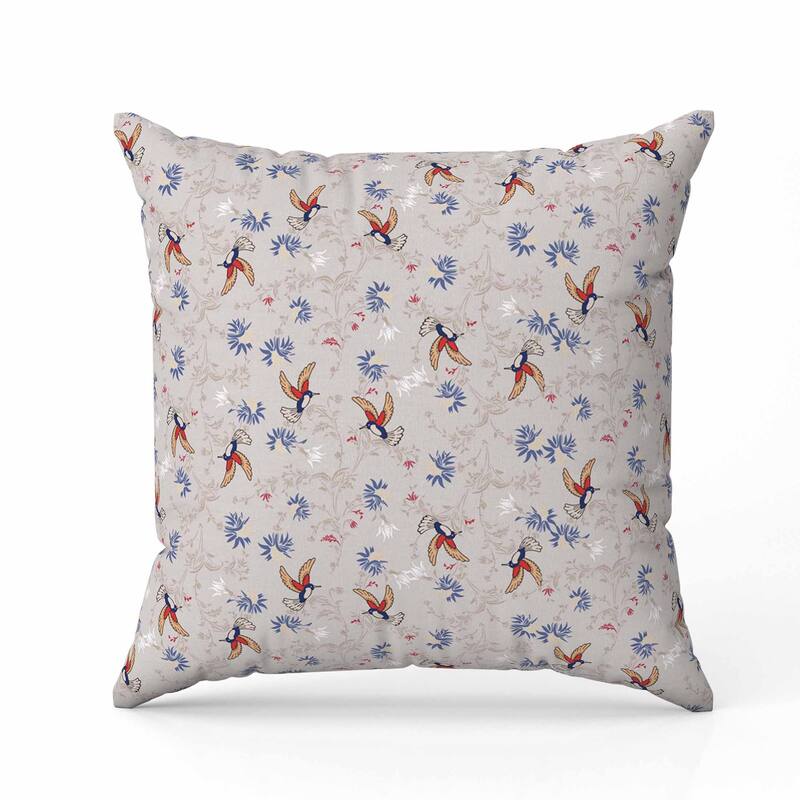 Songbird Flora Parade Faux Suede Reversible Throw Pillow Grayish and Red