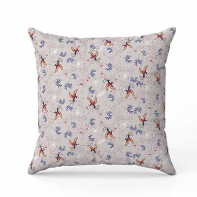 Songbird Flora Parade Faux Suede Reversible Throw Pillow Grayish and Red