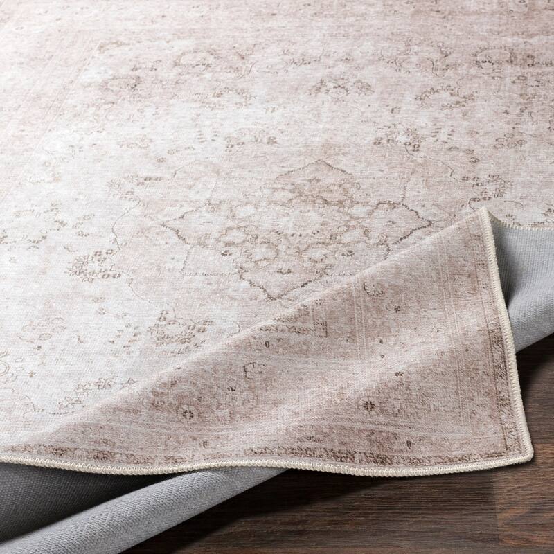 Reneer Beige Vintage Medallion Machine Washable Area Rug - 7' 10" x 10' 3"