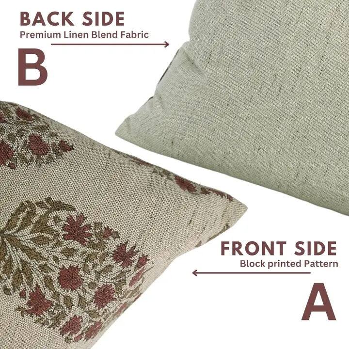Cultural Block Print Linen Blend Cushion Cover - Virat