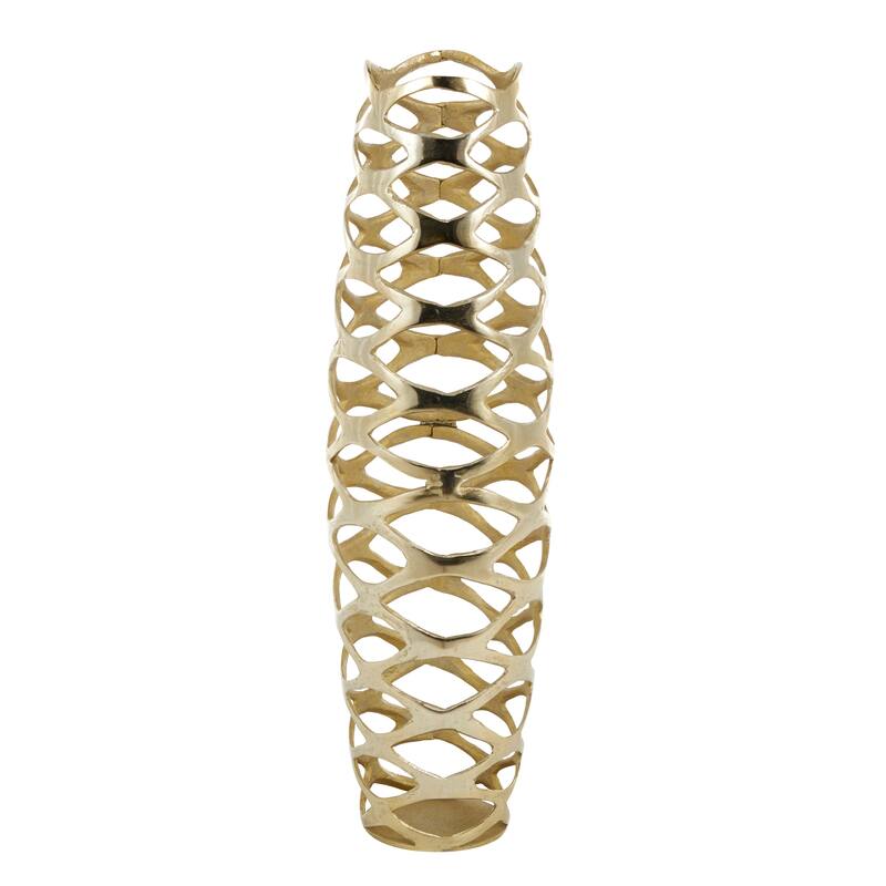 Gold Aluminum Metal Tall Cutout Geometric Decorative Vase