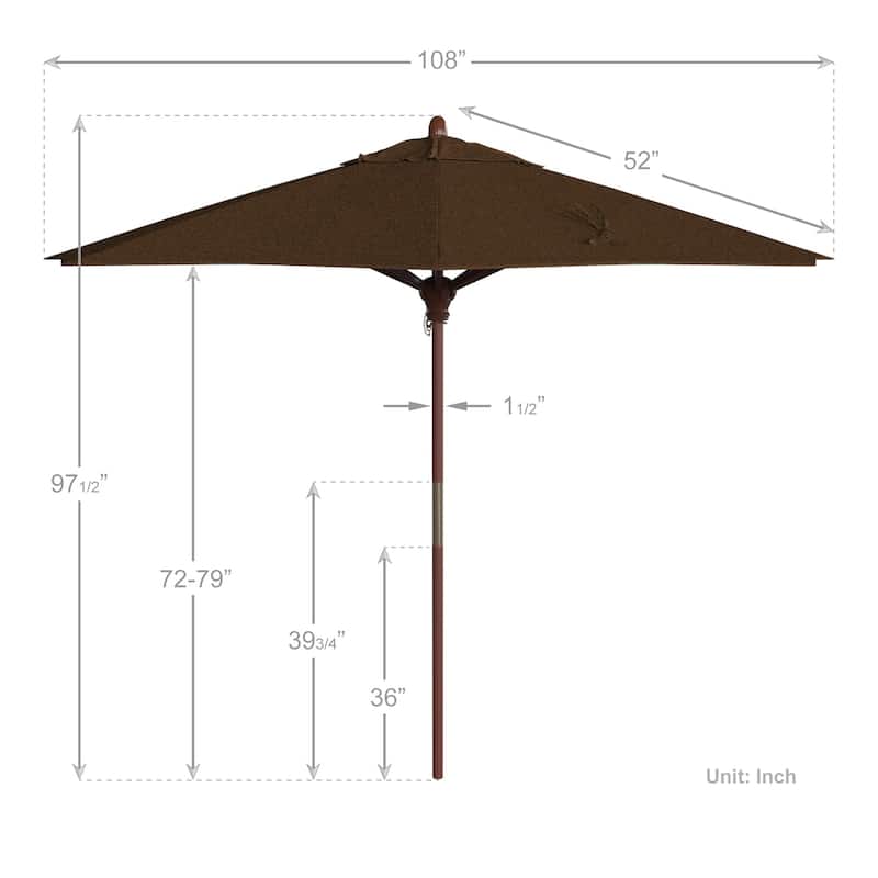 California Umbrella 9ft Marenti Wooden Sunbrella Patio Umbrella with Sunbrella Fabric, Base Not Included