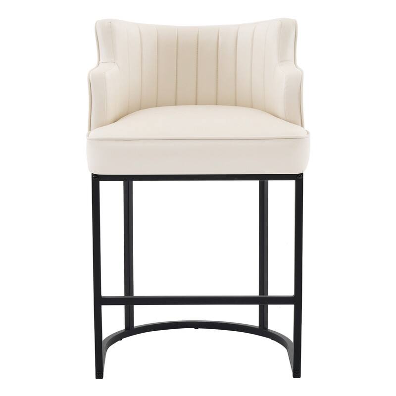 2-Piece Bar Stools with PU Ring Back & Cushioned Seat