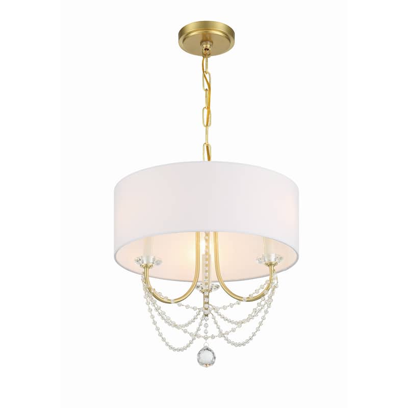 Delilah 3 Light Aged Brass Mini Chandelier - 15.75"W x 16.5"H