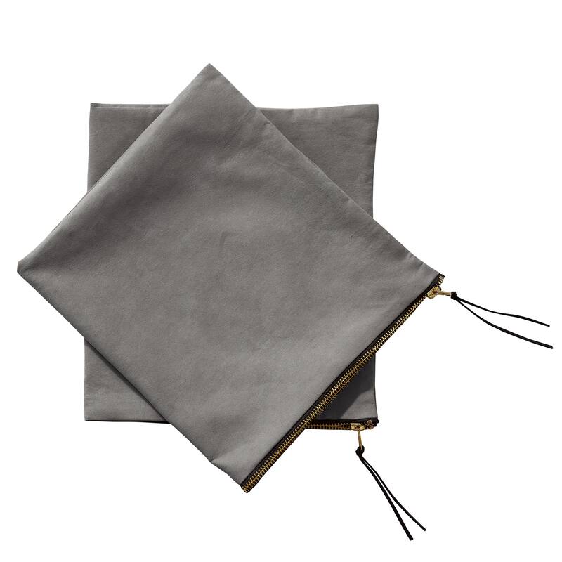 Suede 2 Piece Pillow Shell Set with Big Zipper, NO INSERT