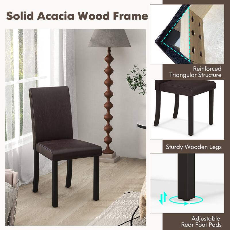 Gymax Dining Chair Set of 4 w/ Acacia Wood Frame & Rubber Wood Legs