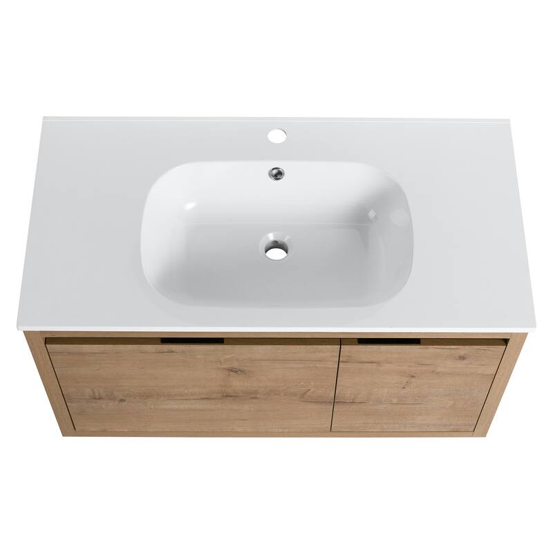 Malwee 36" Floating Bathroom Vanity with Sink, Modern Wall Mounted Bathroom Vanity with Soft Close Door and Drawer
