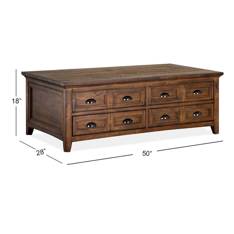 Magnussen Home Bay Creek Toasted Nutmeg Lift Top Storage Cocktail Table with Casters - 50''W x 28''D x 18''H