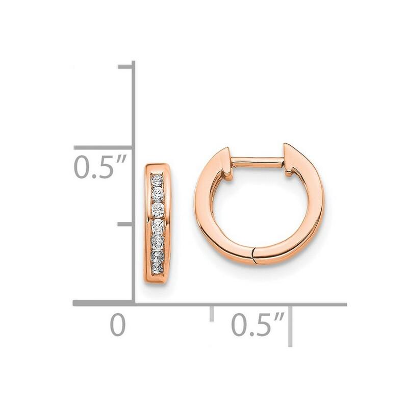 Curata 14k Rose Gold Polished Diamond Post Hoop Earrings - 11x11mm Wide 1mm Thick