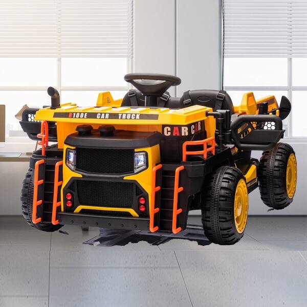 slide 2 of 37, 24V Kids Two-Seater Ride-On Truck with 400W Motor, Electric Dump, Bluetooth, MP3 Music, and LED Lights ,Ages 3+