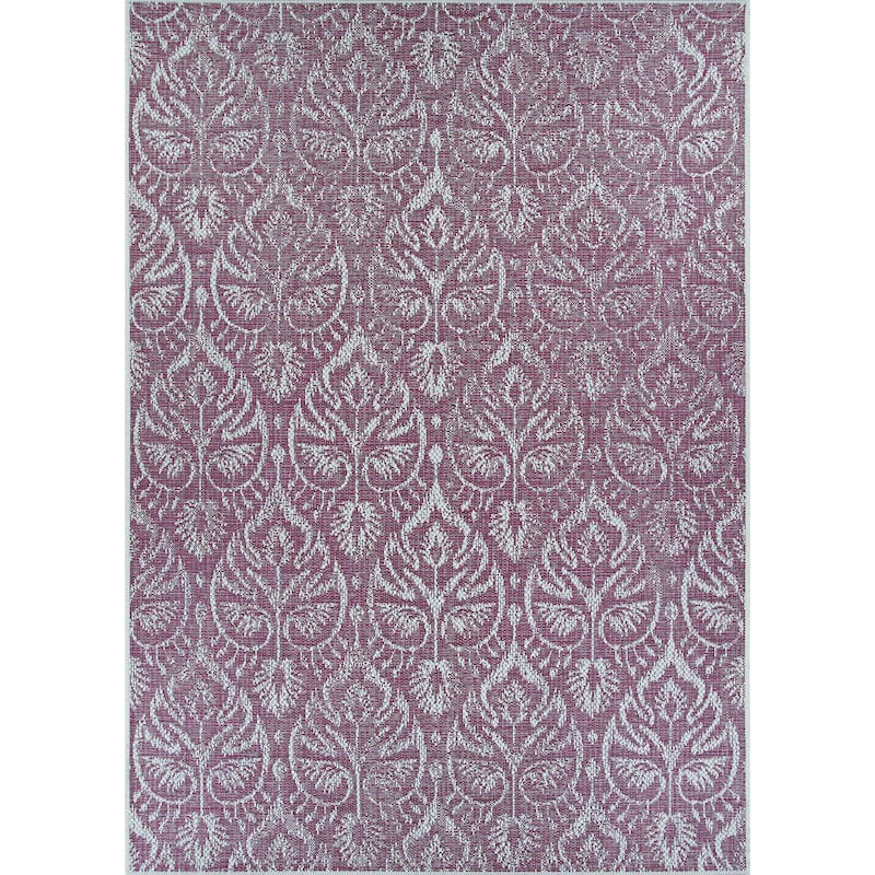 Savona Leafy Glade Purple- Ivory Indoor/ Outdoor Area Rug