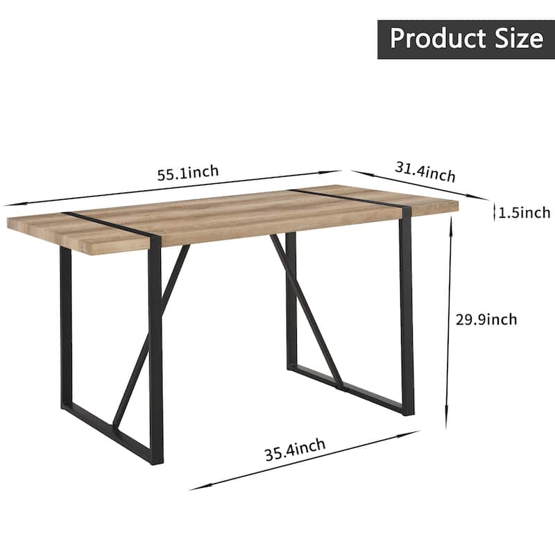 5-Piece Wood Dining Table Set Kitchen Dining Table Set with Waterproof High-Back Chairs, Anti-Slip Feet Wood