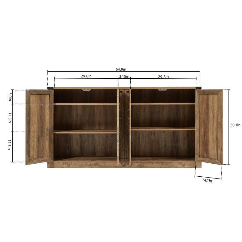 Faux Rattan Sideboard with Barn Doors